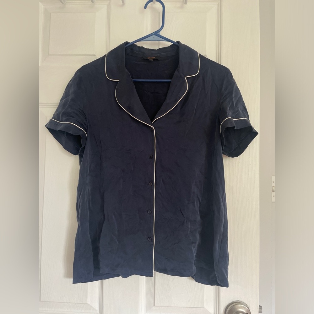 Quince Washable Silk Pajama Top (Indigo)
